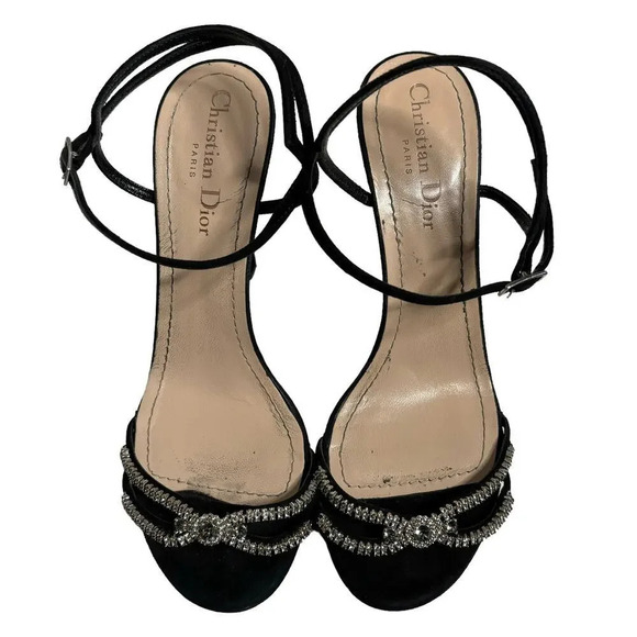 Dior Sunset Suede Heeled Sandal Black Size 8.5 - Picture 3 of 10